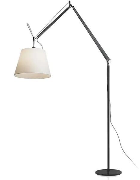 Artemide Tolomeo Mega Gulvlampe Sort Krop 32 cm Pergament Skærm med Lysdæmper
